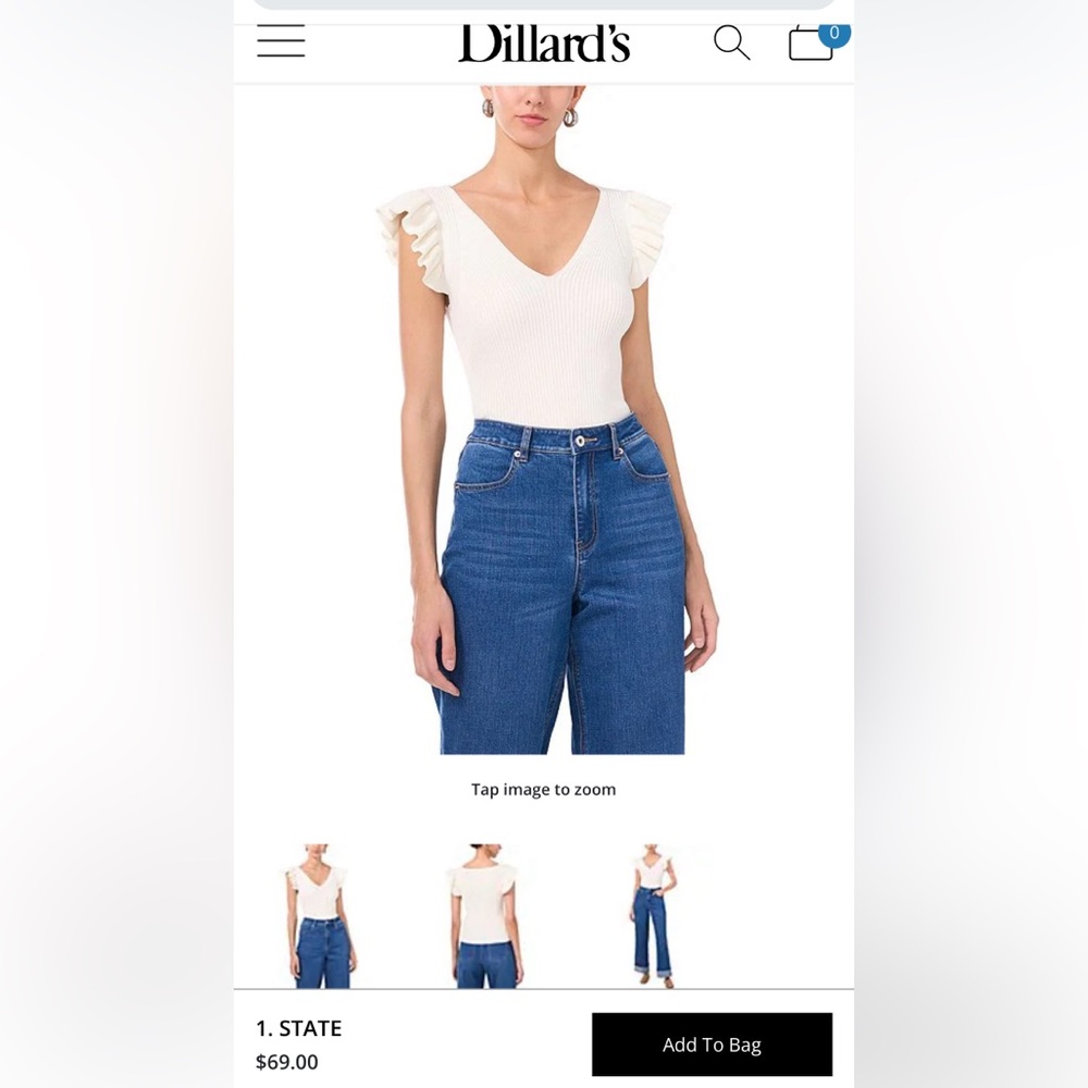 1. State V-Neck Short Flutter Sleeve Top